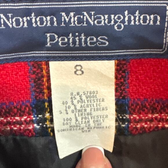 Vintage Norton McNaughton Irish Wool Plaid Blazer Velvet Trim  8P Y2k Retro Cozy - Picture 8 of 8